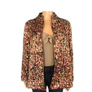 Winter Silks Vintage Satin Blazer Jacket Pleated Fall Colors Size Large Womens